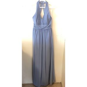 Long blue bridesmaid dress